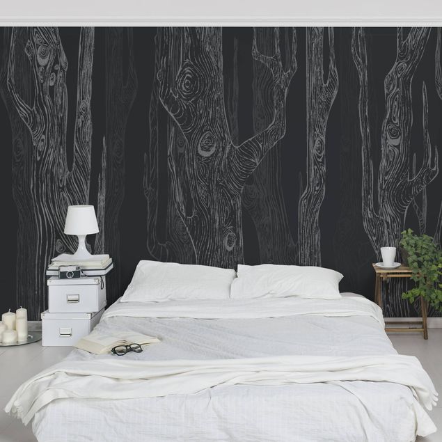 Papier peint panoramique noir et blanc No.MW20 Living Forest Anthracite Grey