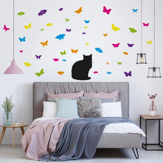 Stickers muraux animaux No.RS68 Cat And Butterflies