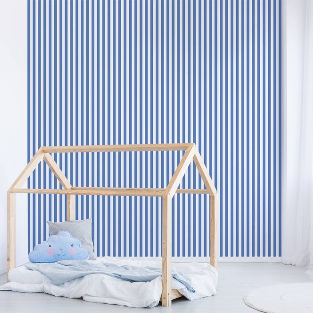 Déco chambre bébé No.YK44 Strips Bleu-Blanc