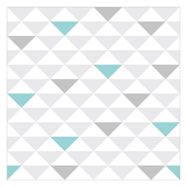 Papier peint - No.YK64 Triangles Grey White Turquoise