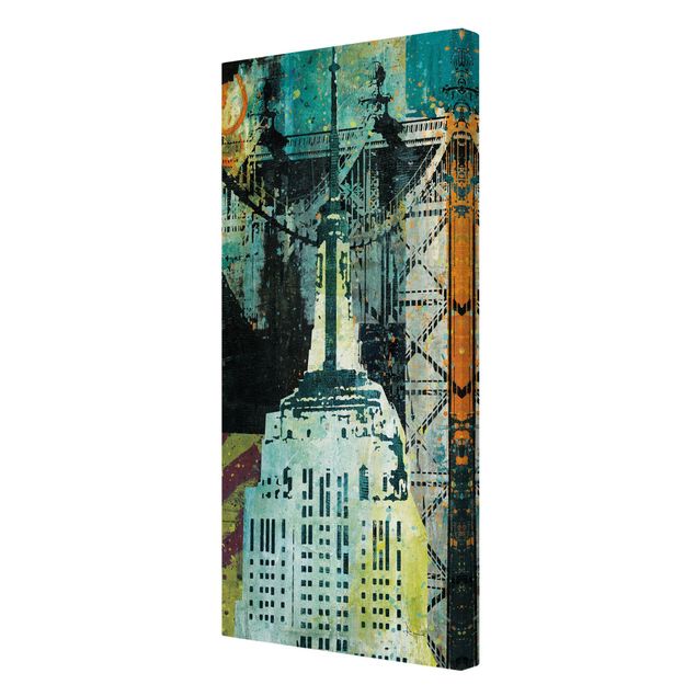 Tableau couleur vert NY Graffiti Empire State Building
