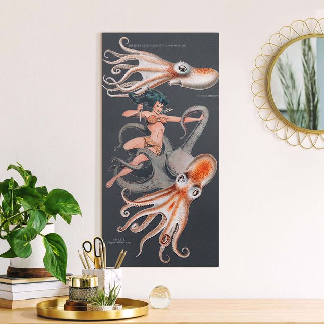 Tableau poisson Nymphe avec octopus