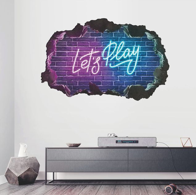 Sticker mural - Neon Text Let's Play