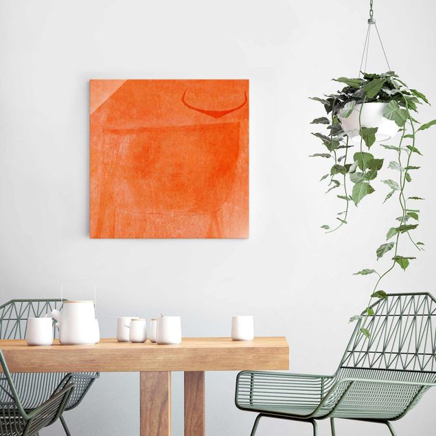 Tableaux en verre abstraits Taureau Orange