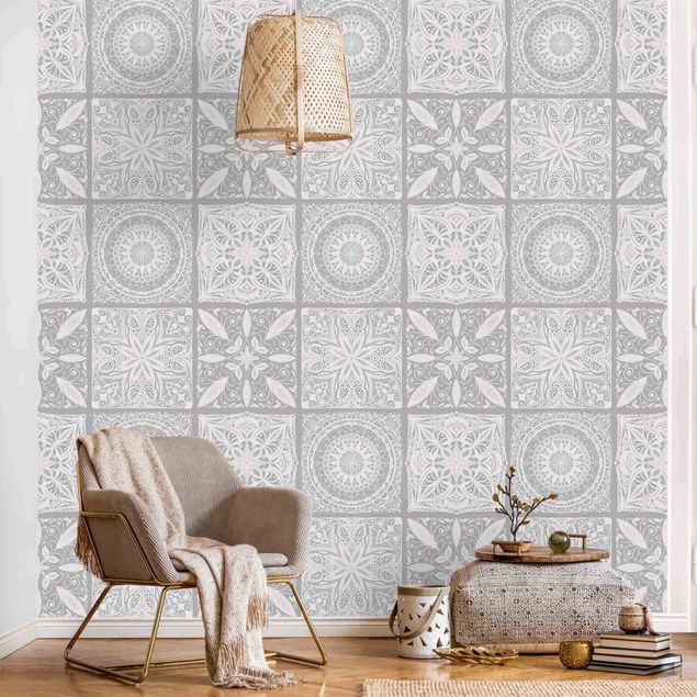 Tapisserie motif Oriantal Mandala Pattern Mix With Grey