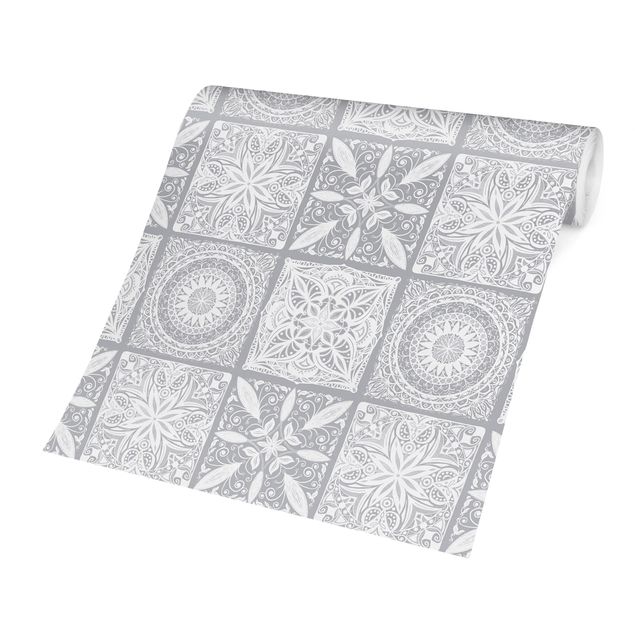 Tapisserie grise Oriantal Mandala Pattern Mix With Grey