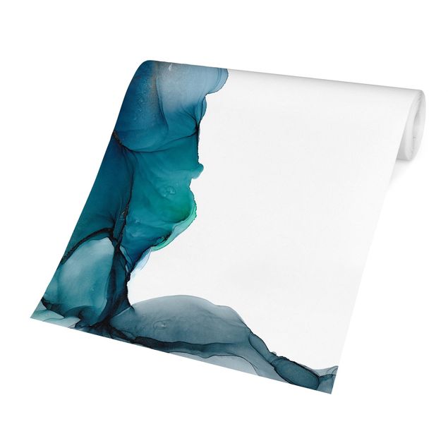 tapisserie panoramique Gouttes d'Océan Tourquoise avec Or