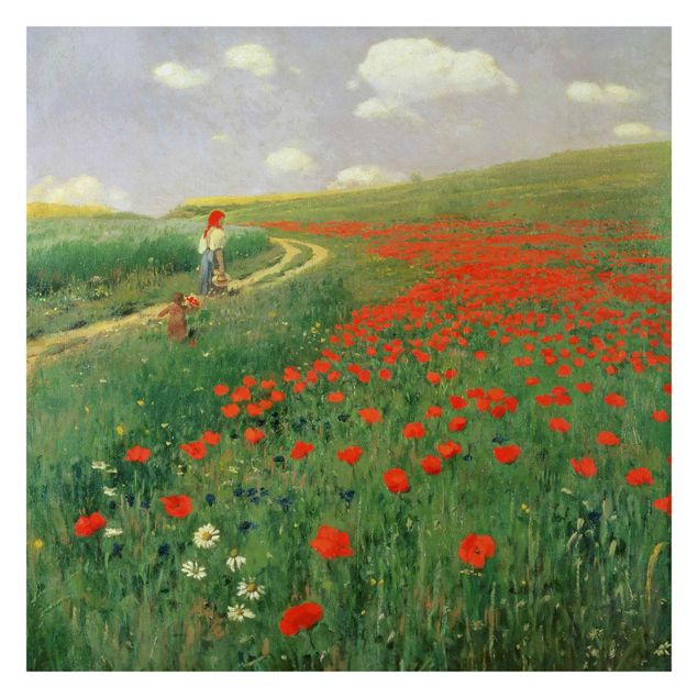 Papier peint paysage Pál Szinyei-Merse - Paysage d'été avec un coquelicot en fleur