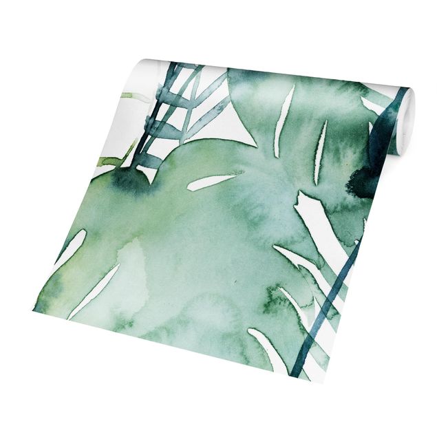 Papier peint panoramique Feuilles de palmier en aquarelle II
