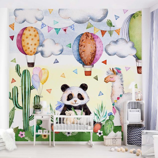 Déco chambre enfant Panda et Lama Aquarelle