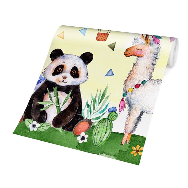 papier peint xxl Panda et Lama Aquarelle