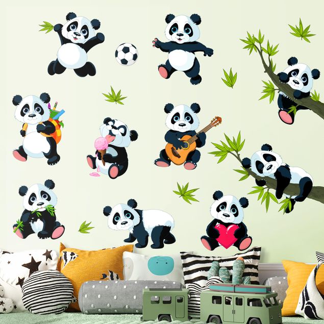 Sticker mural jungle Panda Lot grand