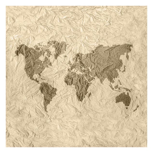 Papier peint - Paper World Map Beige Brown