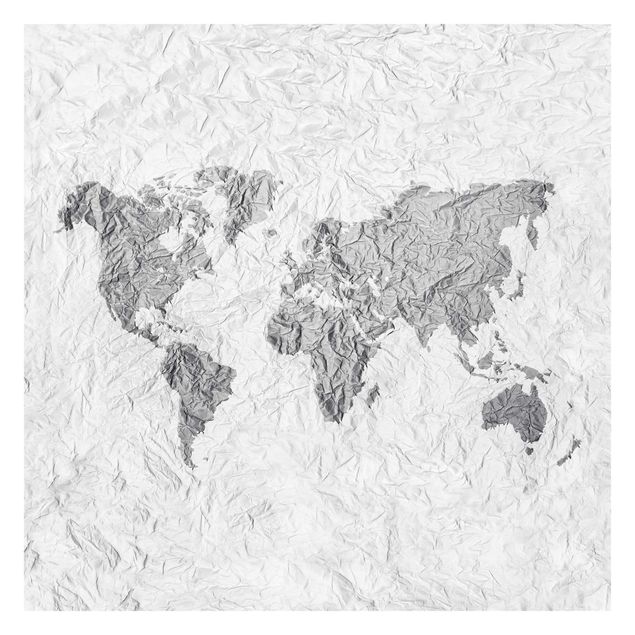 Papier peint - Paper World Map White Grey