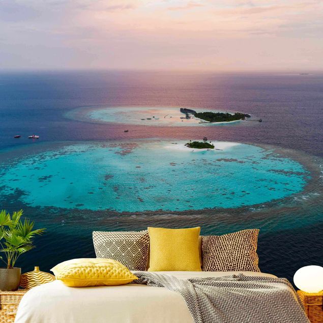 papier peint panoramique plage Paradis au milieu de l'océan