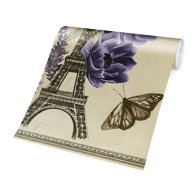Papier peint panoramique ville Collage de Paris Tour Eiffel