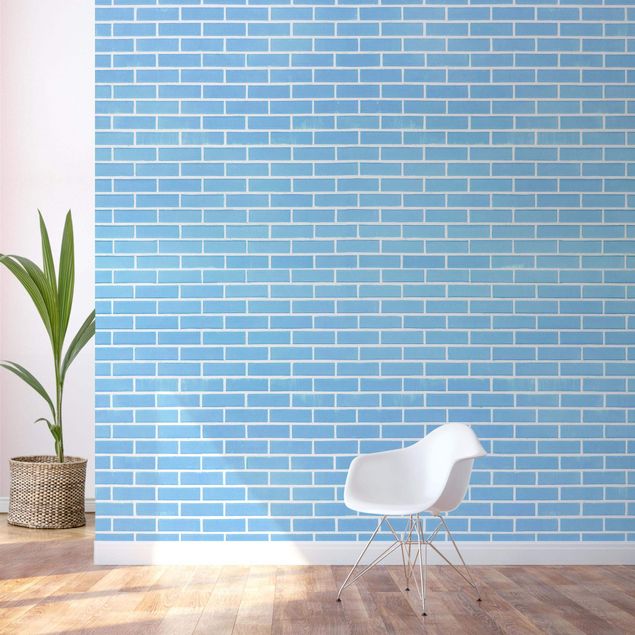 Papier peint industriel Pastel Blue Brick Wall