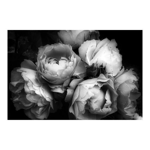 tapisserie panoramique Peonies On Black Shabby Black And White