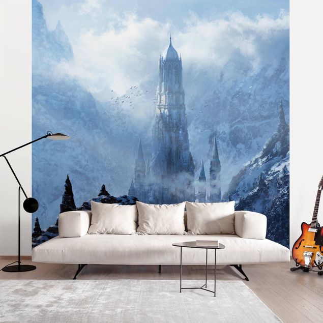 Papier peint panoramique ville Fantasy Castle In Snowy Landscape