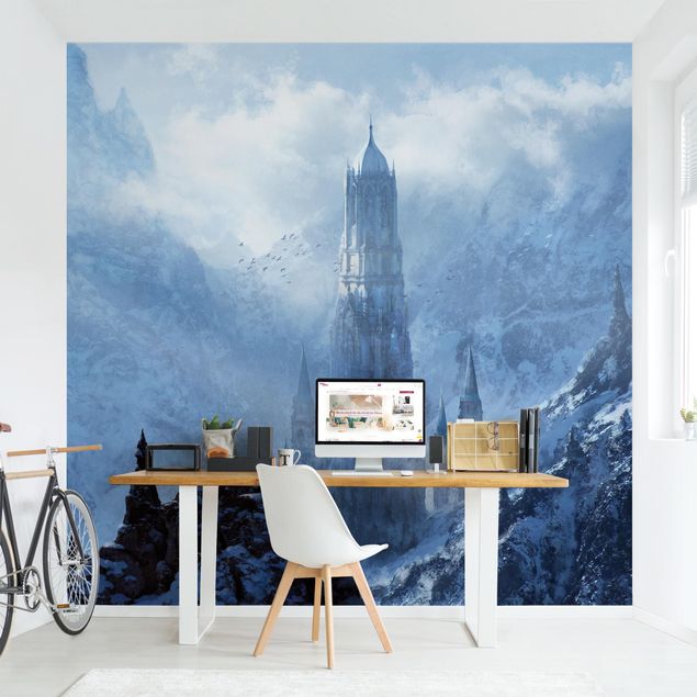 Papiers peints bleu Fantasy Castle In Snowy Landscape
