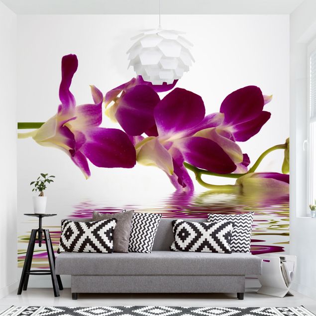 Déco mur cuisine Eaux d'orchidées roses