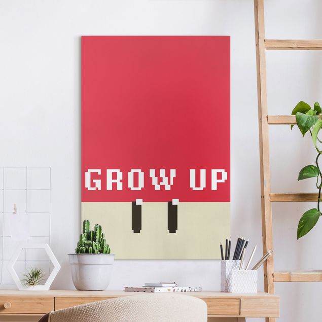 Tableaux moderne Pixel Text Grow Up In Red