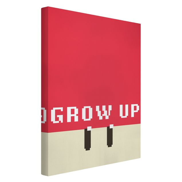 Tableau dominante rouge Pixel Text Grow Up In Red