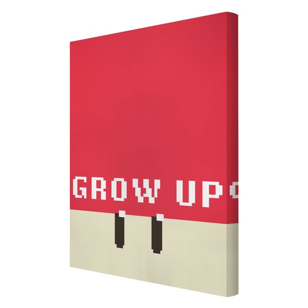 Toile murale Pixel Text Grow Up In Red