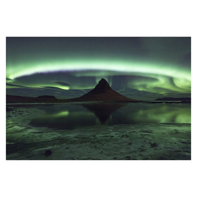 Tapisserie verte Aurores boréales en Islande