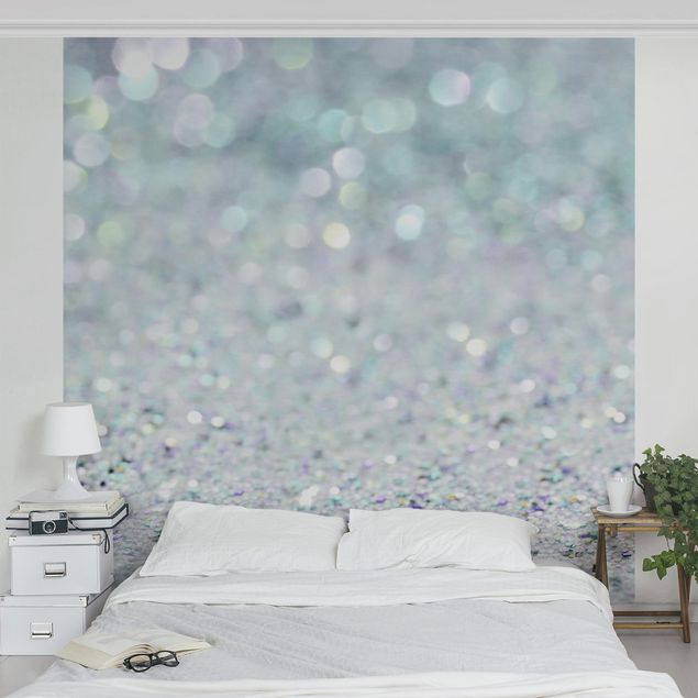 Papier peint moderne Princess Glitter Landscape In Mint Colour