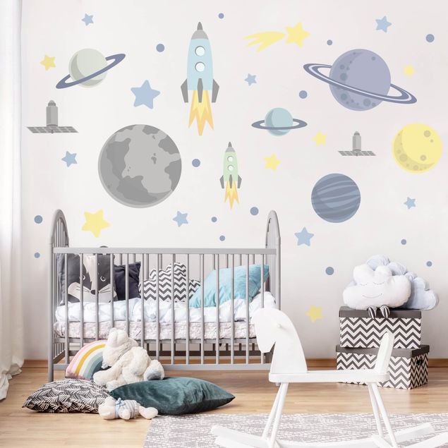 Sticker mural - Rocket and planets