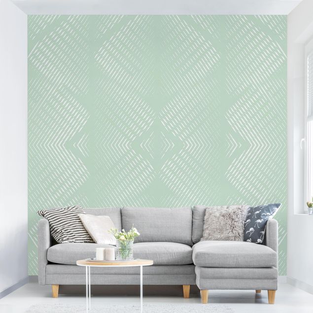 Décorations cuisine Rhombic Pattern With Stripes In Mint Colour