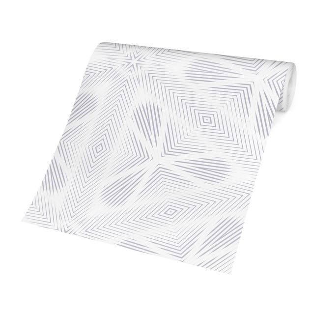 Tapisserie motif Rhombic Pattern With Stripes And Star In Grey