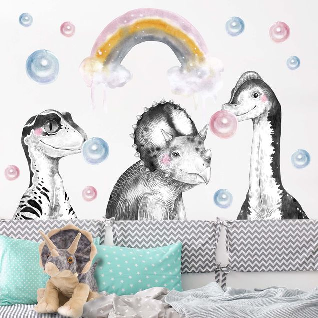 Sticker mural - Rainbow Dino Set