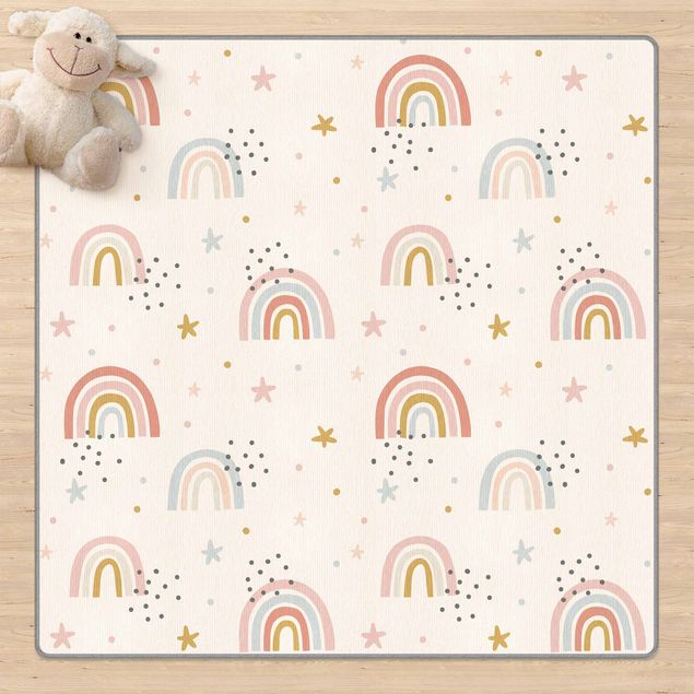 tapis contemporain Rainbow World With Stars And Dots