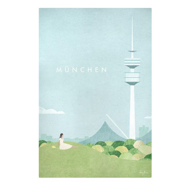 Tableau ton bleu Poster de voyage - Munich