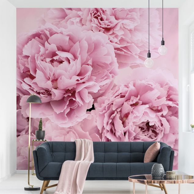 Papier peint fleur rose Pivoines roses