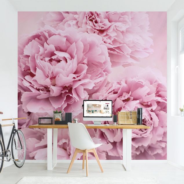 Papier peint floral Pivoines roses