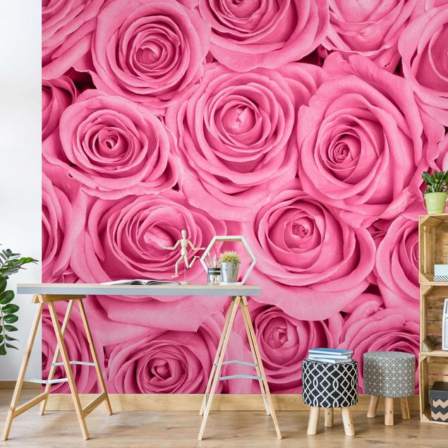 Papier peint moderne Roses roses