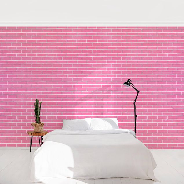 Papier peint moderne Pink Brick Wall