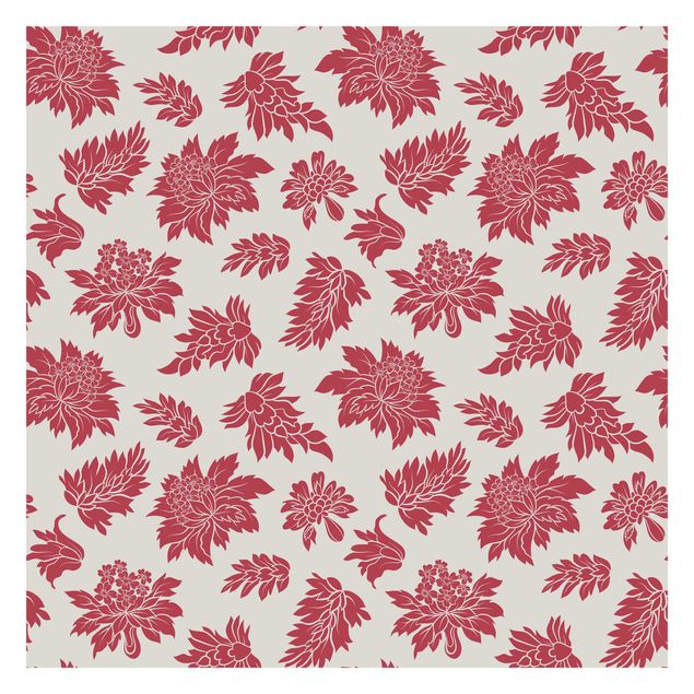 Papier peint - Red Baroque Floral Pattern