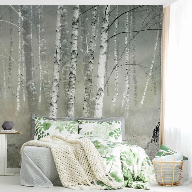 Papiers peints modernes Forêt de bouleaux dormants