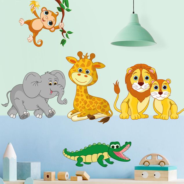Sticker mural jungle Lot d' animaux de safari