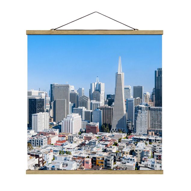Tableau deco bleu Silhouette urbaine de San Francisco