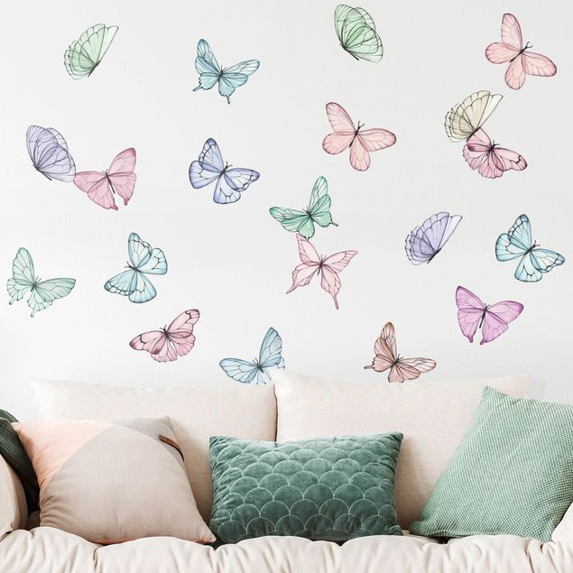 Déco chambre bébé Lot de Papillons aquarelle pastel