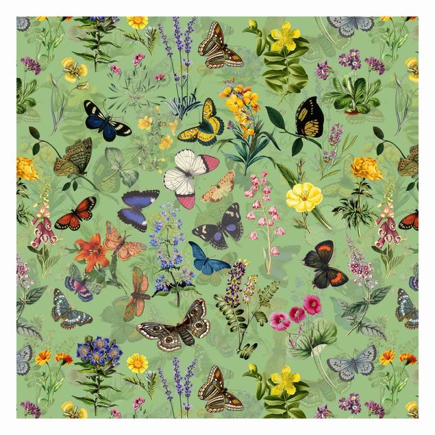 Tableaux de Uta Naumann Papillons avec fleurs sur vert