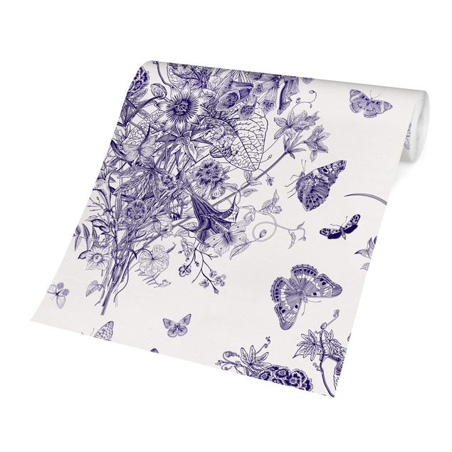 Papier peint animaux forêt Butterflies Around Floral Island In Purple