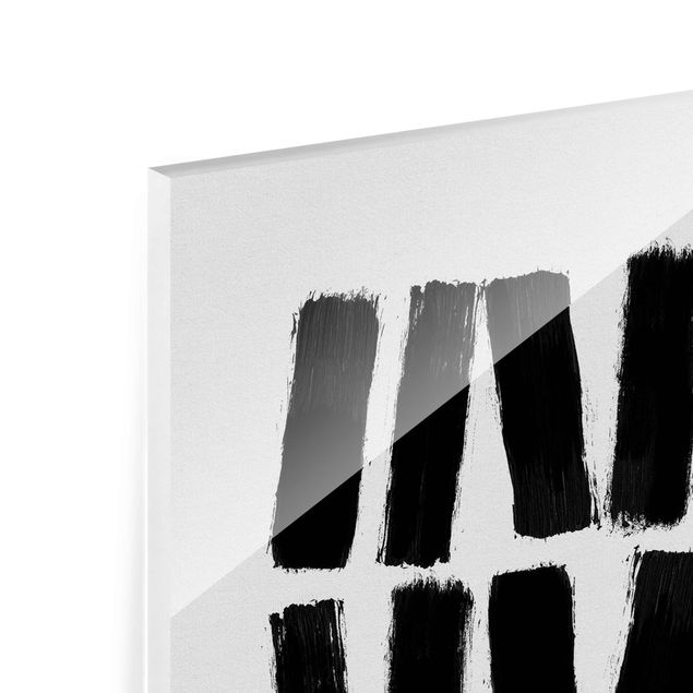 Tableaux en verre magnétique Coups de pinceau de peinture noire