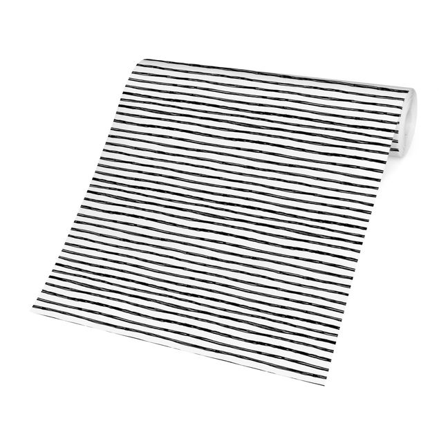 Papier peint panoramique Motif de lignes à l'encre noire