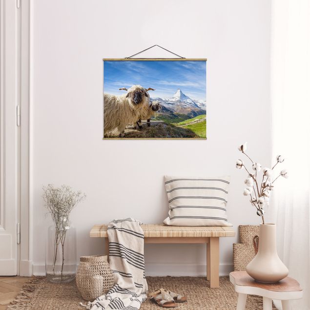 Tableau paysage Moutons à nez noir de Zermatt